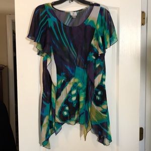 BIN7 Plus size Worthington top multicolored sheer